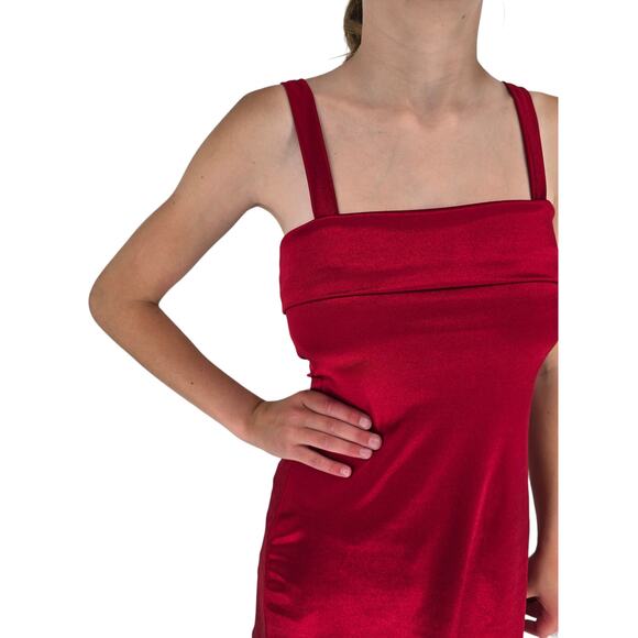 Vintage 1990s Y2K Vixen Womens Sz S Satin Mini Dress Red Sleeveless - Picture 2 of 5